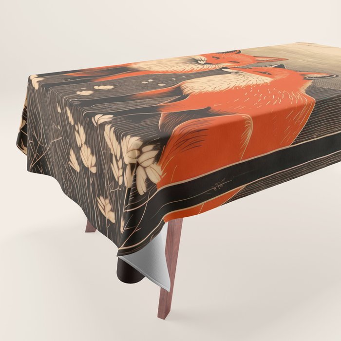 Autumn Forest Fox Pair Tablecloth Gallery Image 1