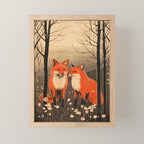 Autumn Forest Fox Pair Mini Art Print Gallery Image 1