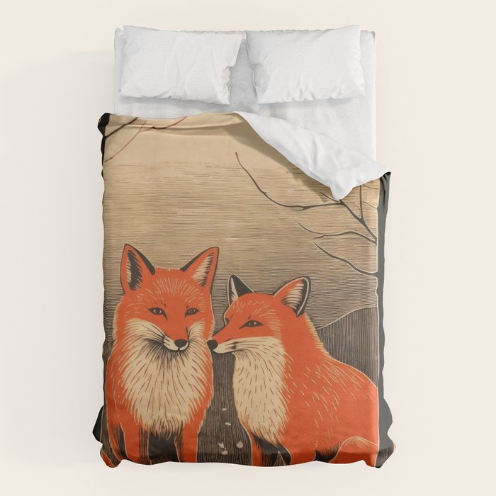 Autumn Forest Fox Pair Duvet Cover Gallery Image 6