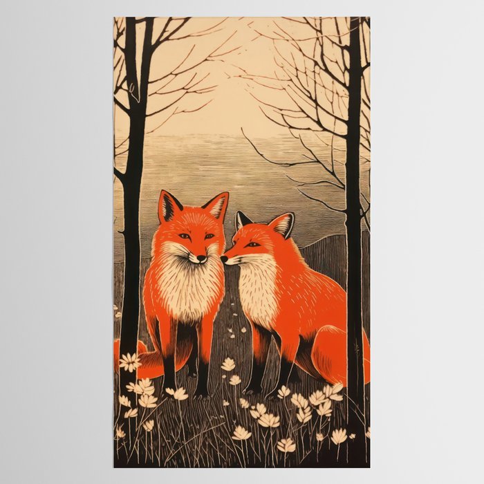 Autumn Forest Fox Pair Tablecloth Gallery Image 2