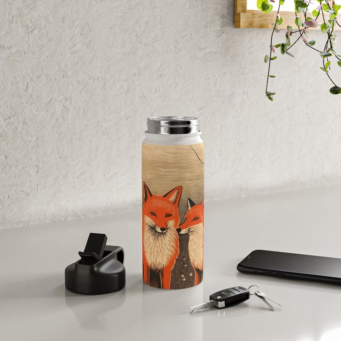 Autumn Forest Fox Pair Water Bottle Gallery Image 4