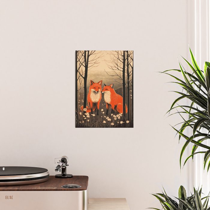 Autumn Forest Fox Pair Poster Gallery Image 2