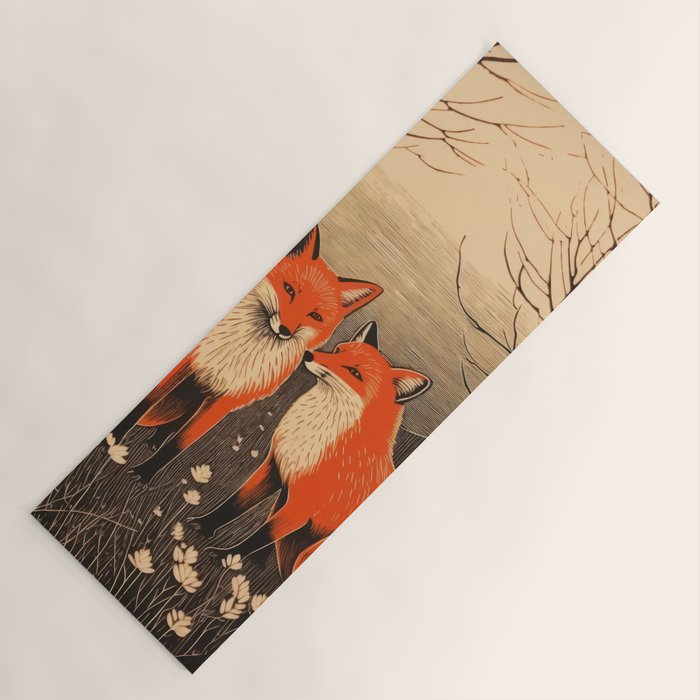 Autumn Forest Fox Pair Yoga Mat Gallery Image 1