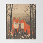 Autumn Forest Fox Pair Throw Blanket Gallery Image 2
