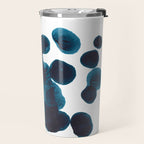 Dark Turquoise Blue Ink Blot Pattern Travel Mug Gallery Image 2