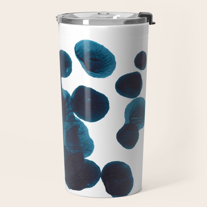 Dark Turquoise Blue Ink Blot Pattern Travel Mug Gallery Image 2
