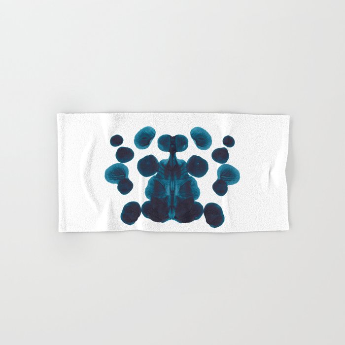 Dark Turquoise Blue Ink Blot Pattern Bath Towel Gallery Image 1