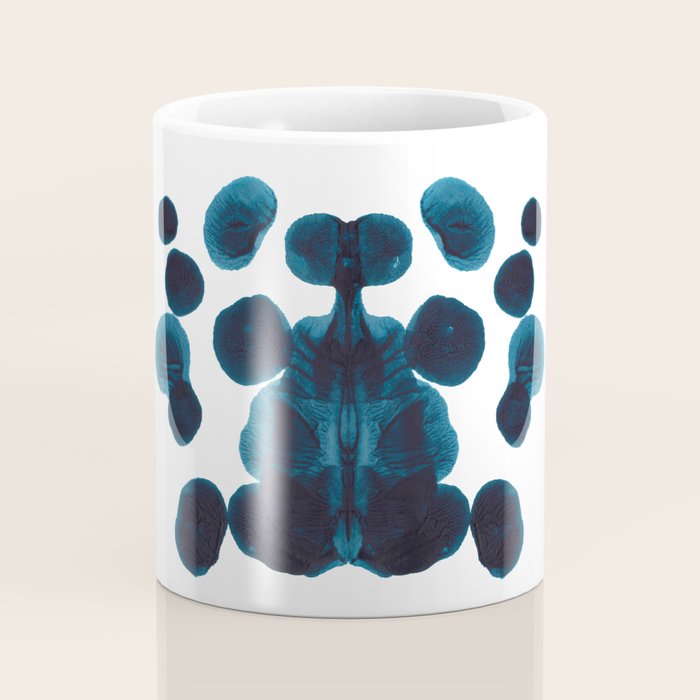Dark Turquoise Blue Ink Blot Pattern Coffee Mug Gallery Image 4