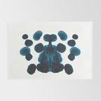 Dark Turquoise Blue Ink Blot Pattern Rug Gallery Image 2