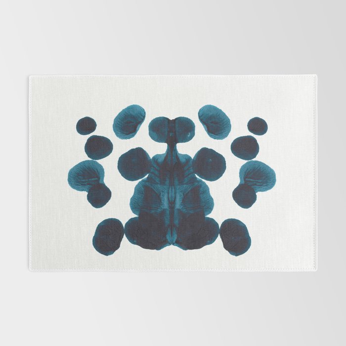 Dark Turquoise Blue Ink Blot Pattern Rug Gallery Image 2