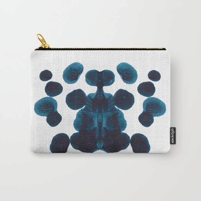Dark Turquoise Blue Ink Blot Pattern Carry All Pouch Gallery Image 1
