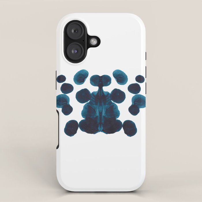 Dark Turquoise Blue Ink Blot Pattern iPhone Case Gallery Image 1