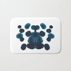 Dark Turquoise Blue Ink Blot Pattern Bath Mat Gallery Image 1
