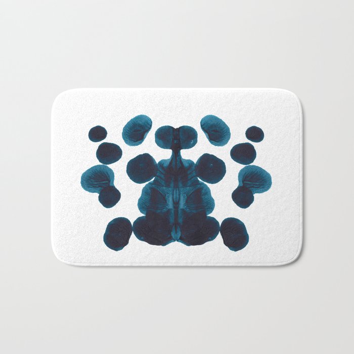 Dark Turquoise Blue Ink Blot Pattern Bath Mat Gallery Image 1