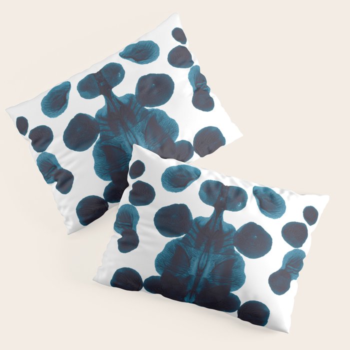 Dark Turquoise Blue Ink Blot Pattern Pillow Sham Gallery Image 3