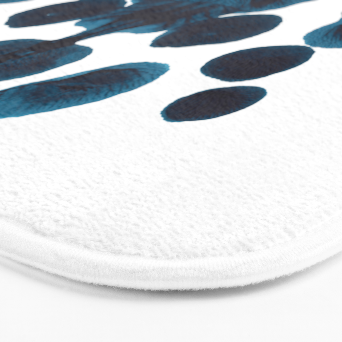 Dark Turquoise Blue Ink Blot Pattern Bath Mat Gallery Image 3