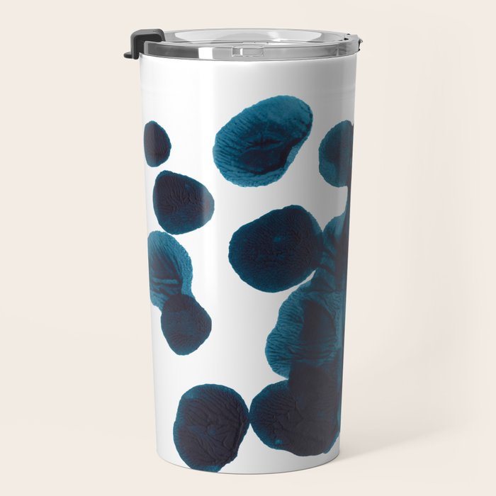 Dark Turquoise Blue Ink Blot Pattern Travel Mug Gallery Image 3