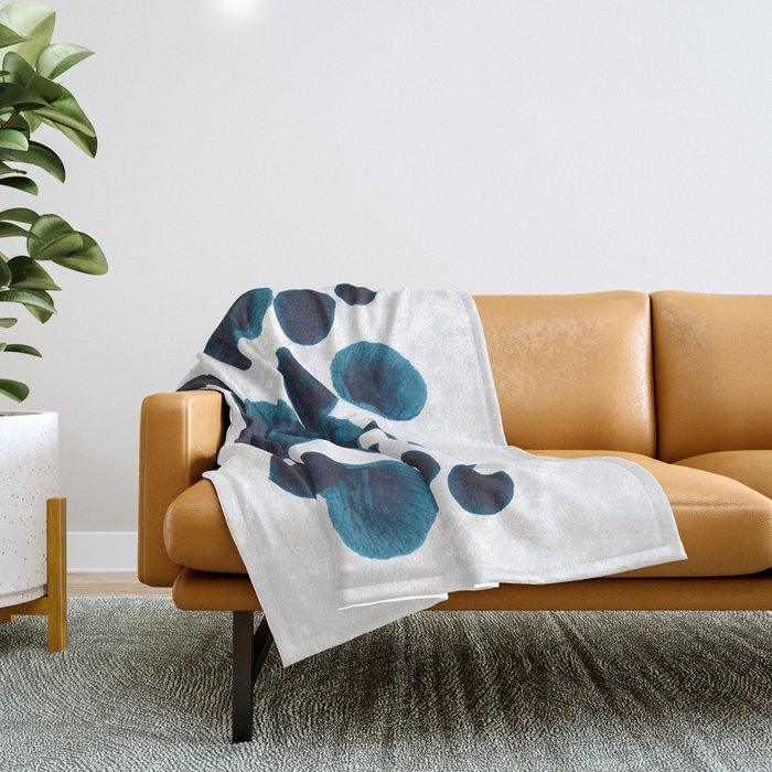 Dark Turquoise Blue Ink Blot Pattern Throw Blanket Gallery Image 1
