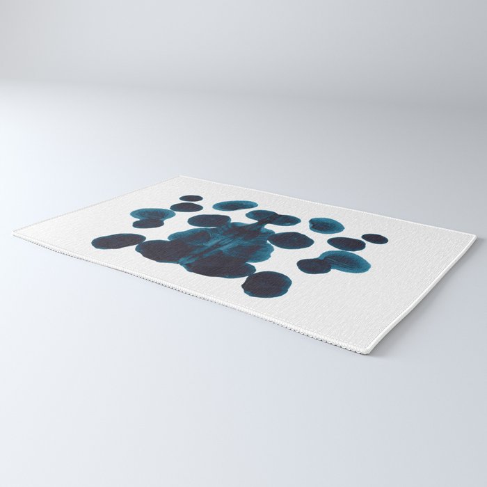 Dark Turquoise Blue Ink Blot Pattern Rug Gallery Image 3