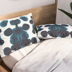 Dark Turquoise Blue Ink Blot Pattern Pillow Sham Gallery Image 2