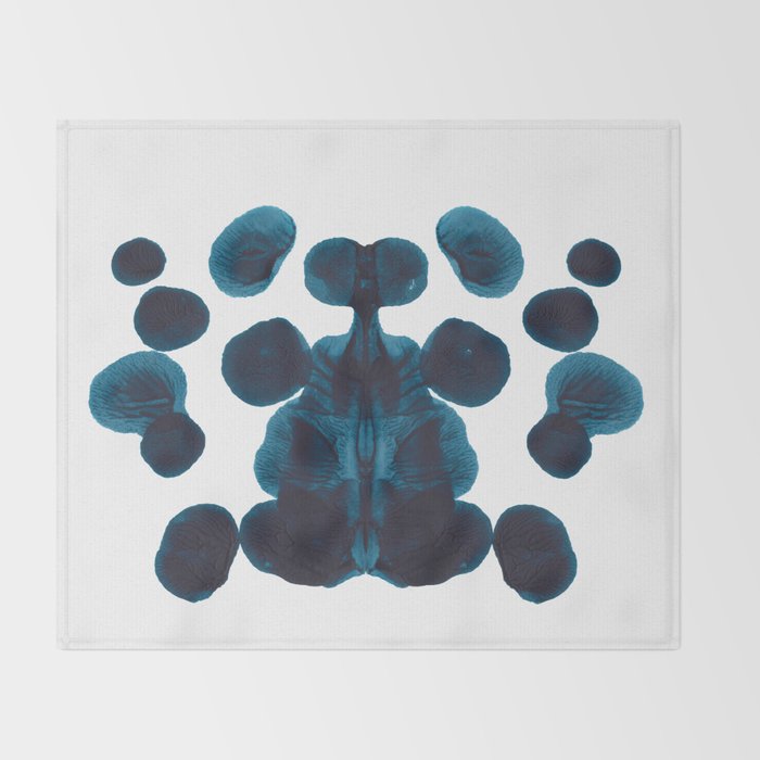 Dark Turquoise Blue Ink Blot Pattern Throw Blanket Gallery Image 2