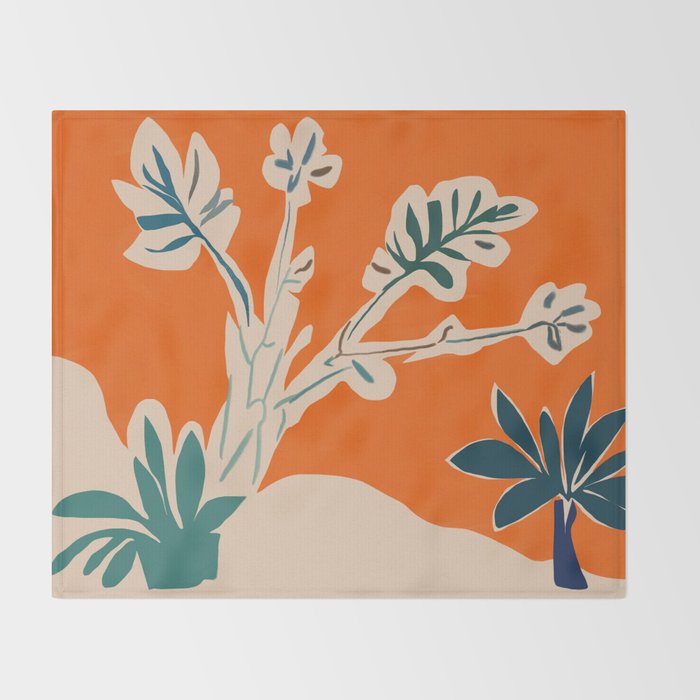 Stylized plants with abstract shapes Throw Blanket Gallery Image 2