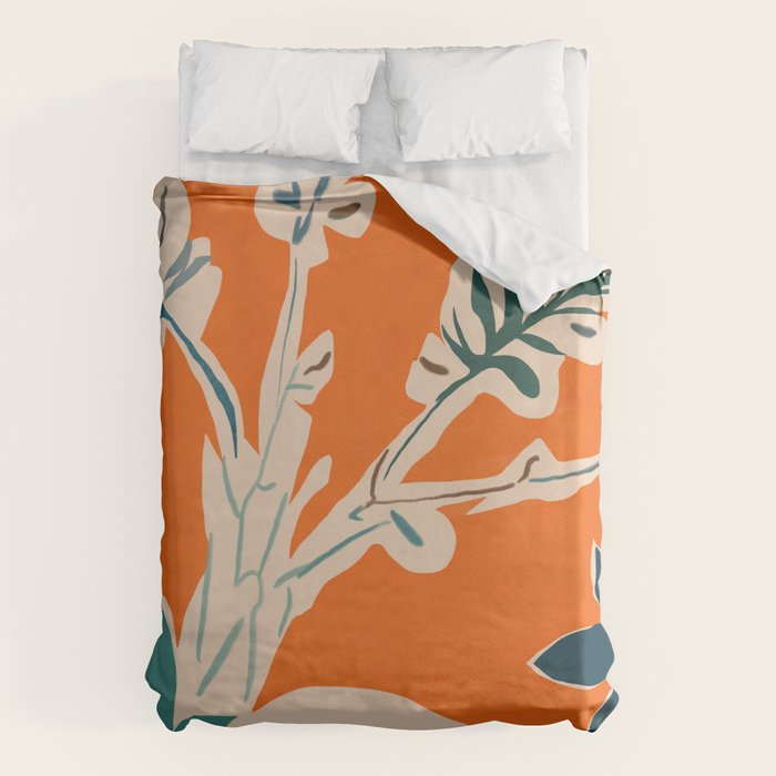 Stylized plants with abstract shapes Duvet Cover Gallery Image 1
