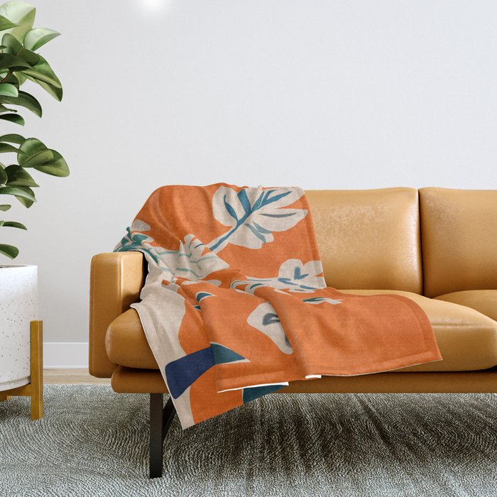 Stylized plants with abstract shapes Throw Blanket Gallery Image 1
