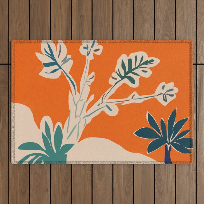 Stylized plants with abstract shapes Outdoor Rug Gallery Image 1