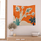 Stylized plants with abstract shapes Wall Tapestry Gallery Image 2