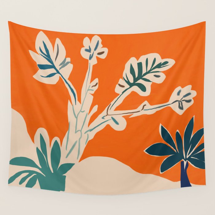 Stylized plants with abstract shapes Wall Tapestry Gallery Image 4