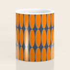 Mid Century Modern Geometric Ovalia Pattern in Orange and Navy Blue Coffee Mug Gallery Image 4