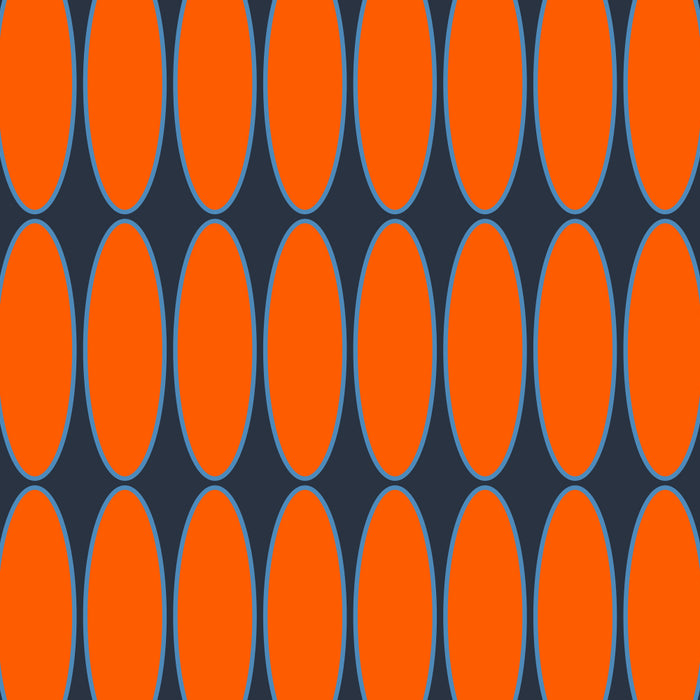 Mid Century Modern Geometric Ovalia Pattern in Orange and Navy Blue Coffee Mug Gallery Image 2