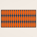 Mid Century Modern Geometric Ovalia Pattern in Orange and Navy Blue Desk Mat Gallery Image 3