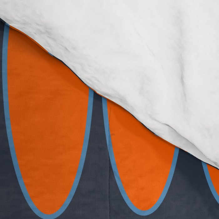Mid Century Modern Geometric Ovalia Pattern in Orange and Navy Blue Comforter Gallery Image 4