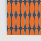 Mid Century Modern Geometric Ovalia Pattern in Orange and Navy Blue Poster Gallery Image 3