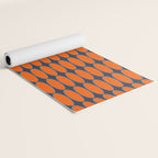 Mid Century Modern Geometric Ovalia Pattern in Orange and Navy Blue Yoga Mat Gallery Image 2