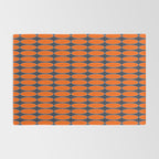 Mid Century Modern Geometric Ovalia Pattern in Orange and Navy Blue Rug Gallery Image 2