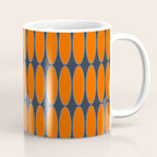 Mid Century Modern Geometric Ovalia Pattern in Orange and Navy Blue Coffee Mug Gallery Image 1