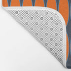 Mid Century Modern Geometric Ovalia Pattern in Orange and Navy Blue Bath Mat Gallery Image 2