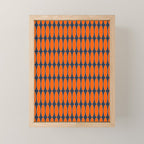Mid Century Modern Geometric Ovalia Pattern in Orange and Navy Blue Mini Art Print Gallery Image 1