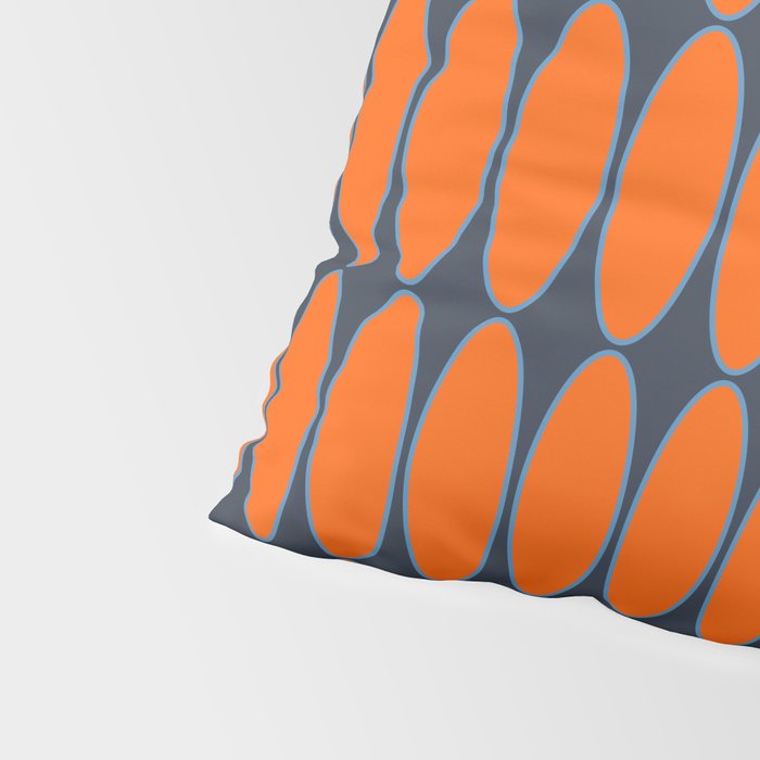 Mid Century Modern Geometric Ovalia Pattern in Orange and Navy Blue Pillow Sham Gallery Image 4