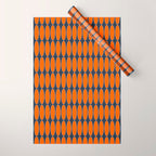 Mid Century Modern Geometric Ovalia Pattern in Orange and Navy Blue Wrapping Paper Gallery Image 1