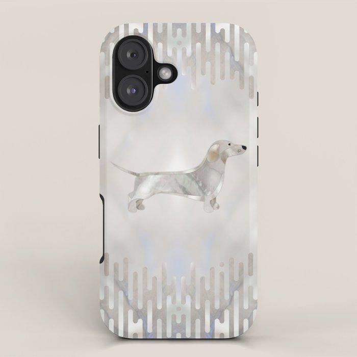 Dachshund dog  - Doxie pearl silhouette iPhone Case Gallery Image 1
