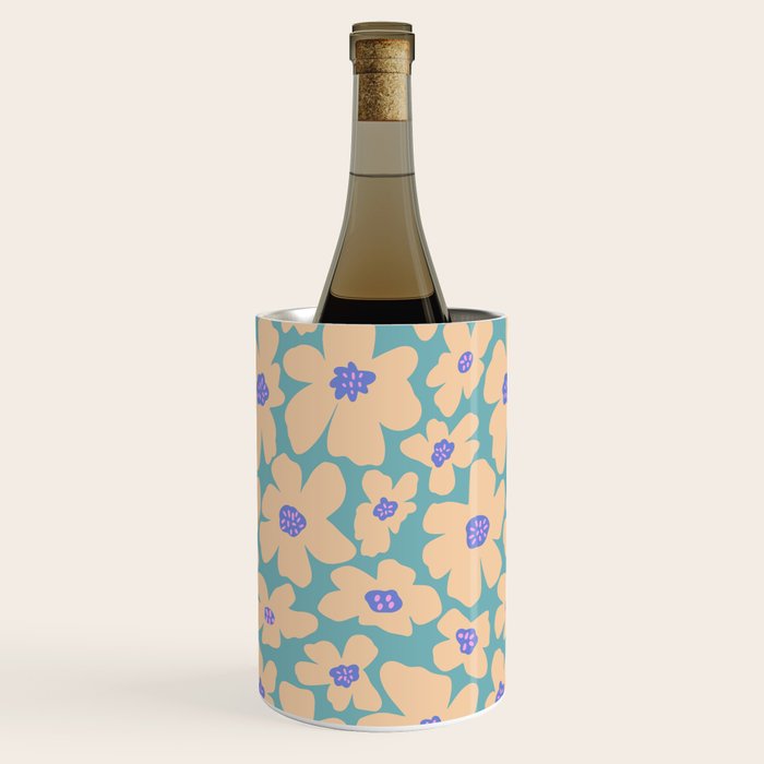 Retro Daisy - Turquoise, Very Peri, Pink, cream Wine Chiller Gallery Image 1