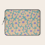 Retro Daisy - Turquoise, Very Peri, Pink, cream Laptop Sleeve Gallery Image 1