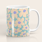 Retro Daisy - Turquoise, Very Peri, Pink, cream Coffee Mug Gallery Image 1