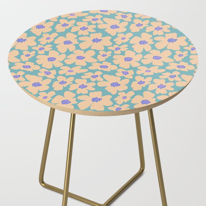 Retro Daisy - Turquoise, Very Peri, Pink, cream Side Table Gallery Image 2