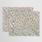 Retro Daisy - Turquoise, Very Peri, Pink, cream Placemat Gallery Image 1