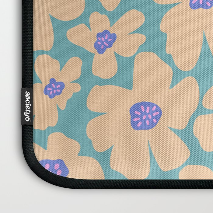 Retro Daisy - Turquoise, Very Peri, Pink, cream Laptop Sleeve Gallery Image 3